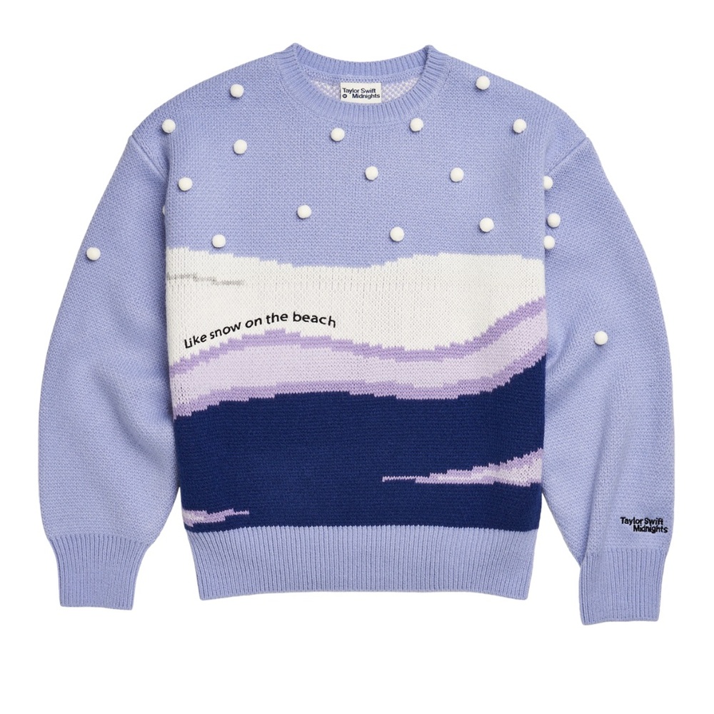 Taylor Swift Midnights Album Like Snow On The Beach knit sweater